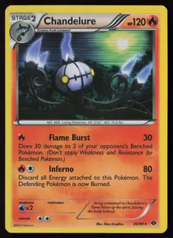 Chandelure 20/99 Holo Rare Next Destinies Pokemon Lightly Played - Image 1