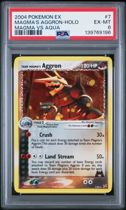 2004 POKEMON EX TEAM MAGMA VS TEAM AQUA #7 TEAM MAGMA'S AGGRON-HOLO PSA 6 - Image 1