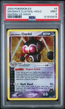 2004 POKEMON EX TEAM MAGMA VS TEAM AQUA #8 TEAM MAGMA'S CLAYDOL-HOLO PSA 9 - Image 1