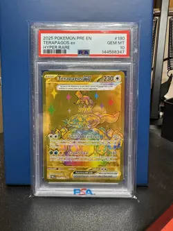 2025 Pokemon Prismatic Evolution Terapagos Hyper Rare PSA 10 - Image 1
