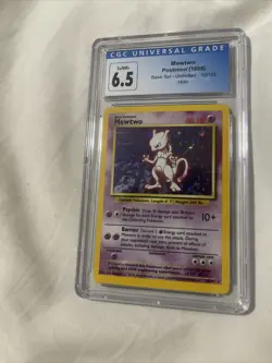 MEWTWO - POKEMON [1999] BASE SET UNLIMITED 10/102 HOLO -- CGC RATED: EX/NM+ 6.5 - Image 1