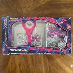OPENED BOX WITH PROMOS - NO PACKS Pokemon TCG Eternatus VMAX Premium Collection - Image 1