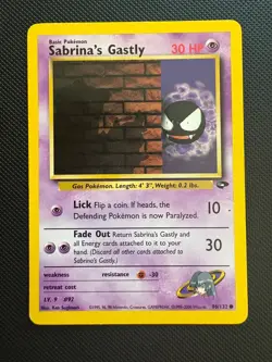 Vintage Pokemon TCG - Sabrina’s Gastly 96/132 - Gym Challenge - MP - Image 1