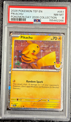 2026 POKEMON TEF EN PIKACHU POKEMON DAY 2026 COLLECTION #051 - PSA 8 - Image 1