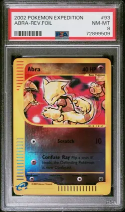 2002 POKEMON EXPEDITION #93 ABRA REVERSE FOIL PSA 8 - Image 1