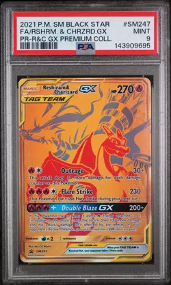 Pokemon TCG Reshiram Charizard Tag Team Gx PSA 9 - Image 1