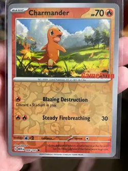 Pokemon SV 151 Charmander GameStop Exclusive Promo Reverse Holo 004/165 - Image 1