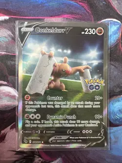 Pokemon TCG Conkeldurr V 074/078 Pokemon GO Full Art Holo Rare NM Mint - Image 1