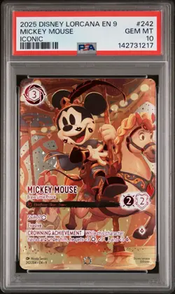2025 DISNEY LORCANA 9 FABLED ICONIC #242/204 MICKEY MOUSE BRAVE L. PRINCE PSA 10 - Image 1