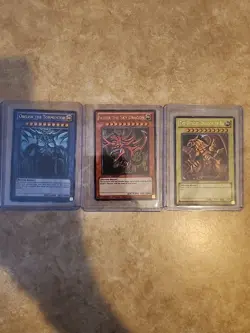Yu-Gi-Oh 3 Egyptian God Cards Obelisk Slifer Ra LC01 Ultra Rare - Image 1