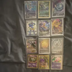 Pokemon TCG 12-Card Sleeved Lot Standard Size Victini VMAX Lucario GX Mew - Image 1