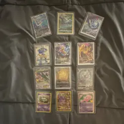 Pokemon TCG 12-Card Sleeved Lot Standard Size Victini VMAX Lucario GX Mew - Image 2