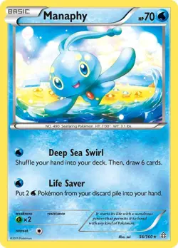 Manaphy 56/160 Holo Rare XY - Primal Clash Pokemon Card - Image 1