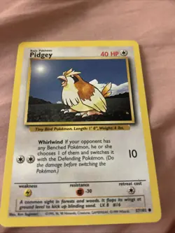 Pokemon Pidgey TCG Base Set Unlimited Common Card 57/102 - Image 2