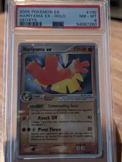 2005 Pokemon EX Deoxys Hariyama EX Holo #100 PSA 8 - Image 1