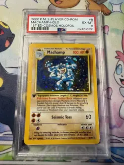 1ST EDITION - HOLO MACHAMP Cosmos 2000 Pokemon 2 Player CD ROM #8 PSA 6 RARE - Image 1