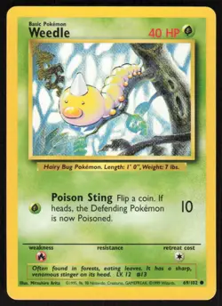 1999 Pokemon Game Base Set #069/102 Weedle Common - Image 1