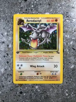 Pokemon TCG Prerelease 1st Edition Aerodactyl 1/62 Fossil Pre-release Holo - Image 1