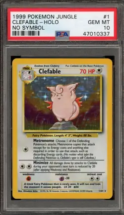 Pokemon Clefable Jungle Holo Rare #1 NO SYMBOL ERROR PSA 10 Gem Mint - Image 1