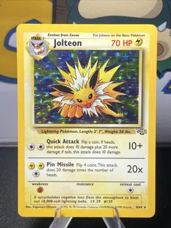 Pokemon TCG Jolteon 4/64 Jungle Unlimited Holo Rare Vintage 1999 WOTC - Image 1