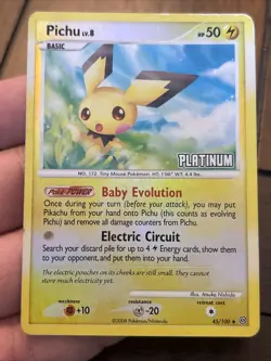 Pokemon - Pichu 45/100 Platinum Reverse Holo Burger King Promo Stamped - Image 1