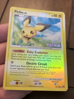 Pokemon - Pichu 45/100 Platinum Reverse Holo Burger King Promo Stamped - Image 2