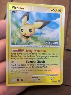 Pokemon - Pichu 45/100 Platinum Reverse Holo Burger King Promo Stamped - Image 4