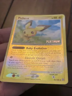 Pokemon - Pichu 45/100 Platinum Reverse Holo Burger King Promo Stamped - Image 5