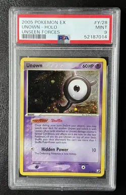 2005 Pokemon EX Unseen Forces Y/28 Unown Holo PSA 9 Mint - Image 1