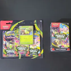Pokemon Mega Evolution Perfect Order Booster 3 pack Blister and 1 booster bundle - Image 1