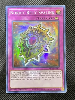 YuGiOh! - Nordic Relic Svalinn BACH-EN074 Super Rare 1st Edition Near Mint - Image 1