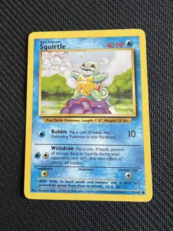 Pokemon Card, Squirtle, Base Set, 63/ 102 lp - Image 1