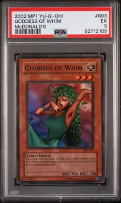 McDonald's TCG 2002 YU-GI-OH! MP1-003 GODDESS OF WHIM Trading Card PSA 5 EX - Image 1