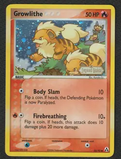 Growlithe 55/92 EX Legend Maker Reverse Holo 2006 Pokemon Card Scans Included - Image 1