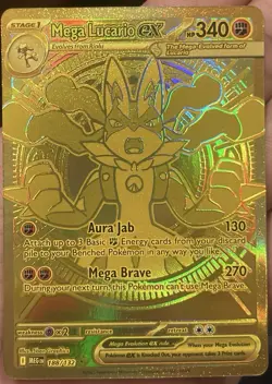 Mega Lucario Ex 188/132 Mega Evolution Gold Hyper Rare Pokemon TCG Card English - Image 1