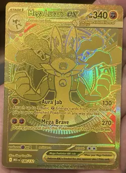 Mega Lucario Ex 188/132 Mega Evolution Gold Hyper Rare Pokemon TCG Card English - Image 3