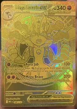 Mega Lucario Ex 188/132 Mega Evolution Gold Hyper Rare Pokemon TCG Card English - Image 4