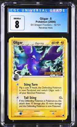 CGC Graded 8 Gligar 16/101 Ex Dragon Frontiers Reverse Holo Pokemon Card - Image 1