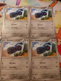 x4 Beldum 113/162 SV05 Temporal Forces Playset Pokemon TCG NM/M - Image 1