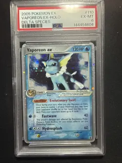 Pokemon TCG Vaporeon EX Delta Species Holo Ultra Rare 110/113 2005 PSA 6 - Image 1