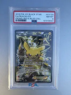 Pikachu EX XY124 XY Black Star Promo Holo Full Art 2016 English PSA 8 - Image 1