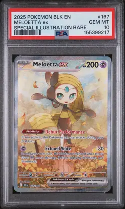 2025 POKEMON BLK EN-BLACK BOLT SPECIAL ILLUSTRATION RARE #167 MELOETTA EX PSA 10 - Image 1