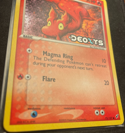 Slugma 75/107 Reverse Holo Common EX Deoxys Stamped Pokemon Card 2005 MP - Image 3