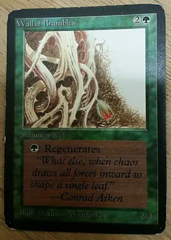 Vintage WALL OF BRAMBLES Mtg Magic The Gathering ALPHA True 1st Edition Card - Image 1