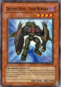 Yu-Gi-Oh TCG Destiny Hero - Fear Monger POTD-EN016 Unlimited Common Card NM - Image 1