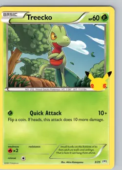 Pokemon TCG Treecko Mcdonalds 25th Anniversary 3/25 Common Promo Card NM - Image 1
