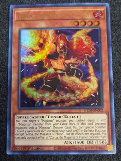 YuGiOh Zoroa, the Magistus of Flame GEIM-EN002 Ultra Rare 1st Edition LP - Image 1