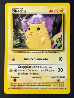 Pikachu 58/102 Italian Base Set WOTC Pokemon Card - LP - Image 1