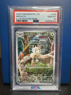 2025 Pokemon Phantasmal Flames Meowth Illustration Rare PSA 10 - Image 1