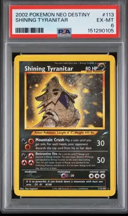 Pokemon TCG Shining Tyranitar Neo Destiny Holo PSA 6 NM - Image 1